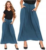SPÓDNICA MAXI DAMSKA Elegancka Na Gumce z Kieszeniami Wiskozowa MORAJ M