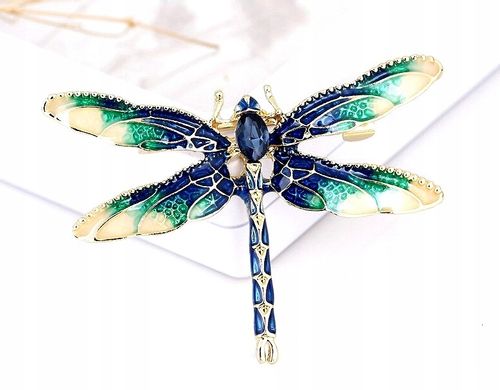 Broszka z cyrkoniami owad WAŻKA pin retro boho  F68_D_Niebieski na Arena.pl