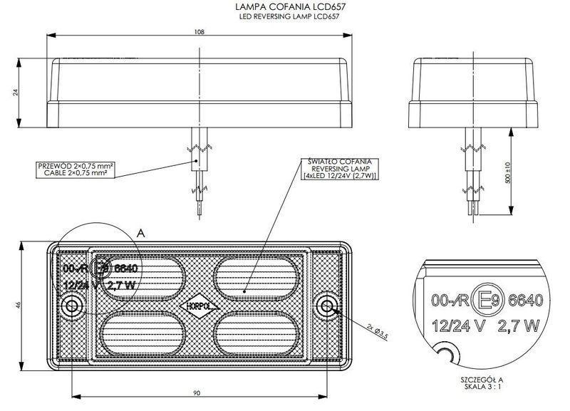 Lampa LED cofania HOR62 (LCD657) zdjęcie 2