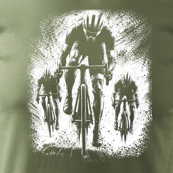 Koszulka z kolarzem kolarz kolarska kolarzami kolarze dla rowerzysty z kolarką rowerem męska khaki REGULAR XXL zdjęcie 2