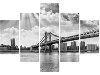 70 100CM OBRAZ 5 ELEM BROOKLYN NOWY JORK DRUK PŁÓTNO