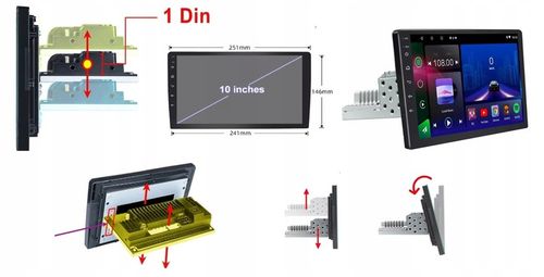 RADIO NAWIGACJA GPS 1 DIN 10CALI ANDROID 10 USB BT WIFI CARPLAY USB 2/64GB na Arena.pl
