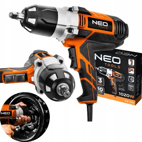 NEO KLUCZ UDAROWY ELEKTRYCZNY 1020W 950Nm 1/2" 04-720 2 BIEGI + 4 NASADKI na Arena.pl