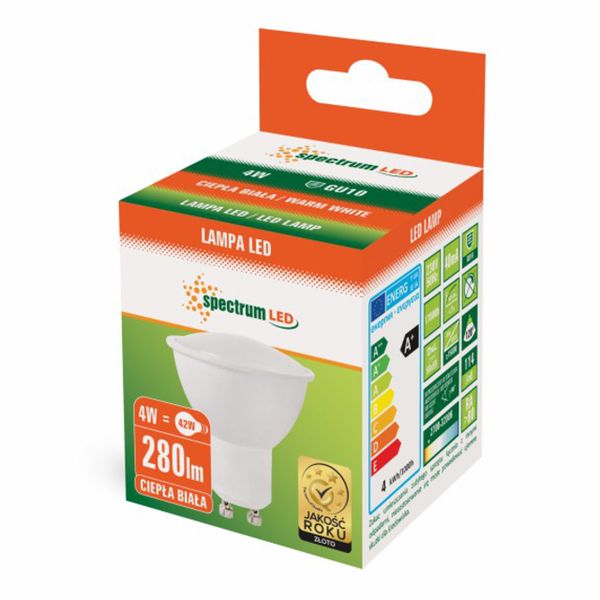 Żarówka LED GU10 4W 230V ciepła WW WOJ13259 SPECTRUM zdjęcie 3