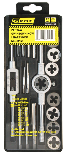 komplet narzynek i gwintowników m3-m12 20części - g-580-3190 na Arena.pl