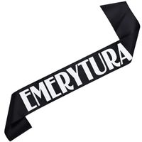 Emerytura - czarna szarfa z białym nadrukiem