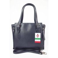 Włoska torebka skórzana, kuferek mieści A4 ,Vera Pelle ,Szary V884G