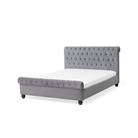 Łóżko welurowe 140 x 200 cm szare AVALLON