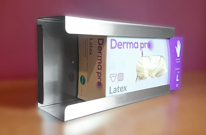 Podajnik (dozownik) na rękawice – pojedynczy INOX, gł. 8 cm, zag. 4 cm zdjęcie 5