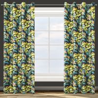 Zasłona gotowa na przelotkach LIVY 140x250 Design91 czarna w roślinny wzór