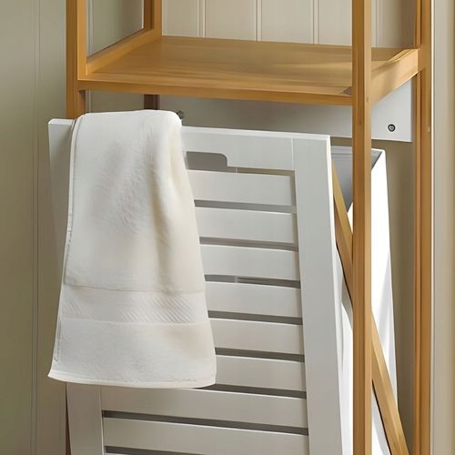 KOSZ NA PRANIE wąski REGAŁ bambusowy do ŁAZIENKI wysuwany PÓŁKI bambus loft na Arena.pl