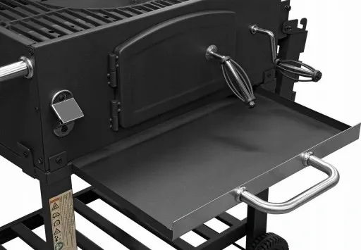 Grill Węglowy na Kółkach z Półką Pokrywą Ogrodowy Przenośny Żeliwny Ruszt zdjęcie 14