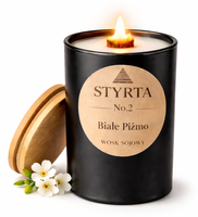 Luksusowa świeca sojowa Białe Piżmo 200ml czarne szkło z bambusem No.2