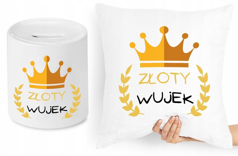 Dla Wujka Zestaw Poduszka + Skarbonka Prezent Z Nadrukiem Ze Zdjęciem zdjęcie 1