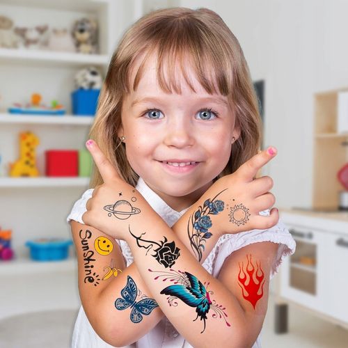 ZESTAW DO ROBIENIA TATUAŻY DUŻY BROKATOWE TATUAŻE ZMYWALNE SZABLONY DIY na Arena.pl