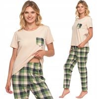 Moraj przewiewna i Lekka Bawełniana Piżama Damska, Długie spodnie w Kratę