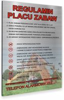 REGULAMIN PLACU ZABAW TABLICZKA INFORMACYJNA ALUMINIOWA