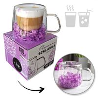 Szklanka termiczna z hortensją w środku fiolet 180 ml 1szt SZK76