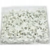 Gwiazdki brokatowe MINI białe zestaw 144szt. dekor