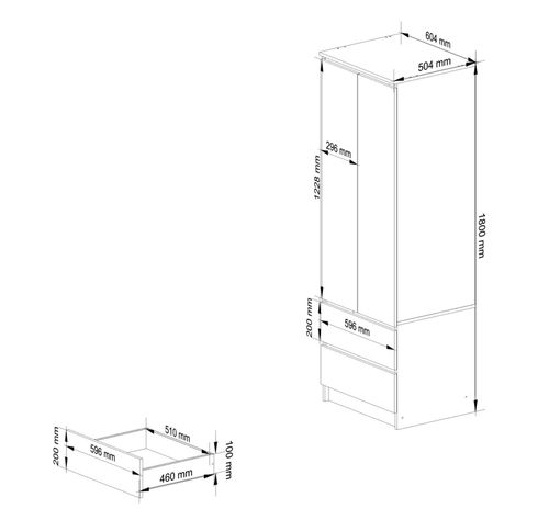 SZAFA STAR S 60 cm 2 DRZWI 2 SZUFLADY WENGE / BIAŁA na Arena.pl