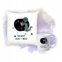 Zestaw Poduszka i Kubek Nadruk Personalizacja ZNAKIEM ZODIAKU WODNIK