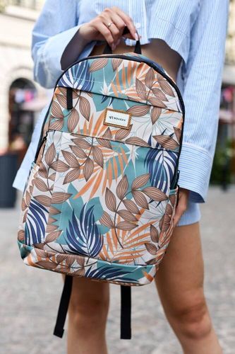 klasyczny, damski plecak z poliestru w roślinny wzór - rovicky na Arena.pl
