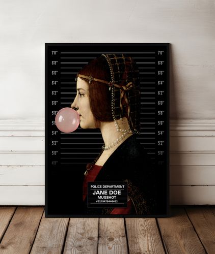 Plakat w ramie Jane Doe portret z balonem 21x30 cm w czarnej ramie na Arena.pl