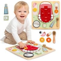 Drewniana tablica edukacyjna Mamabrum Montessori Mały Dentysta 45 x 45 cm