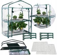 MINI SZKLARNIA BALKONOWA ZIELNIK FOLIAK 2 PÓŁKI 95CM WYSOKA METALOWE RURKI