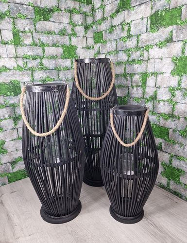 LAMPION BAMBUSOWY RATTANOWY LATARNIA 85 CM CZARNY na Arena.pl