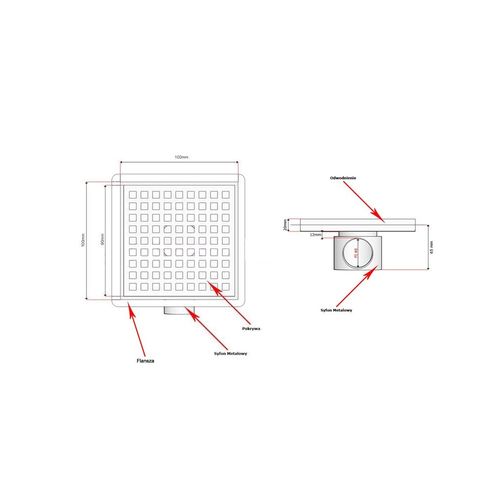 Wpust podłogowy Kesmet 100x100KNF_m Square na Arena.pl