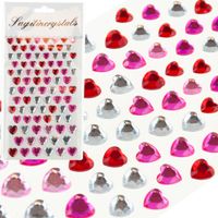 Kryształki Samoprzylepne, Naklejki Cyrkonie, Serca, Serduszka, Mix Kolorów,