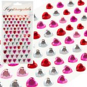 Kryształki Samoprzylepne, Naklejki Cyrkonie, Serca, Serduszka, Mix Kolorów,