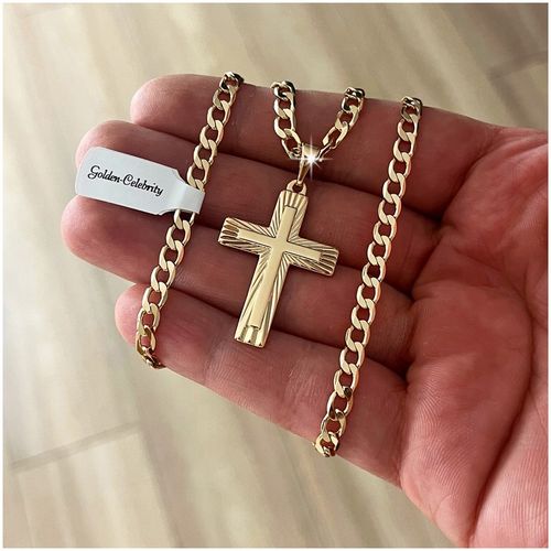 ZŁOTY NASZYJNIK KOMUNIJNY Z KRZYŻYKIEM 18K ŁAŃCUSZEK ZAWIESZKA + GRAWER na Arena.pl