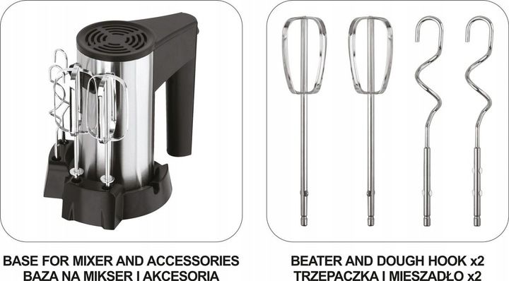 MIKSER RĘCZNY KUCHENNY Z PODSTAWĄ 250W 5 BIEGÓW + TURBO 4 MIESZADŁA LUND zdjęcie 10