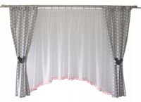 Kpl firana dziecięca zasłona Ola 4 pompony Myszka