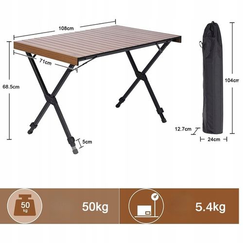 Stół kempingowy TIMBER RIDGE składany regulowany aluminiowy dla 4-6 osób na Arena.pl