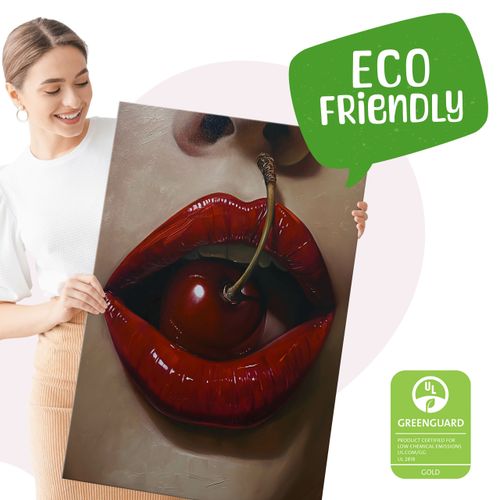 Obraz Czerwone Usta Kobiecy Portret Wiśnia Do Sypialni 80cm x 120cm na Arena.pl