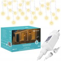 ZEWNĘTRZNE LAMPKI CHOINKOWE 500LED FUNKCJE KURTYNA 22,5m SOPLE CIEPŁE BIAŁE