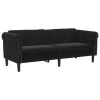 Sofa 3-osobowa, czarna, tapicerowana aksamitem