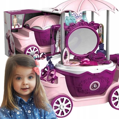 DUŻY Salon Piękności Urody Toaletka na Kółkach Wózek Wlizka 31 akc. 4w1 na Arena.pl