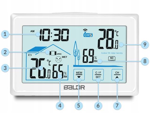 BEZPRZEWODOWA STACJA POGODOWA POGODY HIGROMETR + CZUJNIK na Arena.pl
