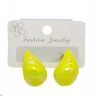 Kolczyki wkrętki kropelka łezka Żółty perłowe akryl MF31299