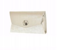 Laura Biaggi - torebka wizytowa kopertowa srebrny przetarcia JP46