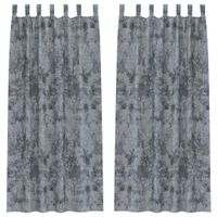 Zasłona z zasłonami 2 pcs Srebrny szary 245 x 140 cm Aksamit