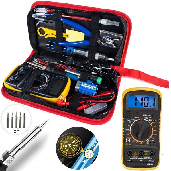 Lutownica ZESTAW NARZĘDZI DO LUTOWANIA 40 ELEMENTÓW MULTIMETR 6 GROTÓW CYNA zdjęcie 4