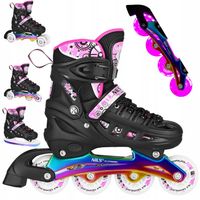 Łyżworolki 4w1 Rolki Rekreacyjne Łyżwy Regulowane Wrotki LED 35-38