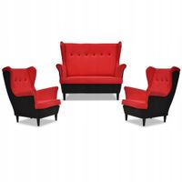 Zestaw wypoczynkowy ARI DUO sofa fotele Family Meble czarno - czerwony