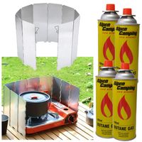 OSŁONA PRZECIWWIATROWA DO KUCHENKI PALNIKA SKŁADANA KONSTRUKCJA + 4x GAZ