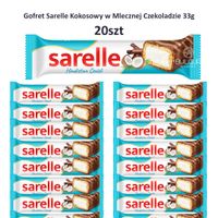 Sarelle Gofret Kokosowy w Mlecznej Czekoladzie 33g – Zestaw 20 szt.